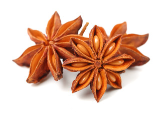 star anise on white background