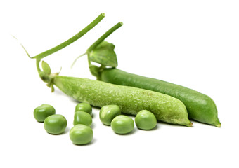 Fresh peas isolated on white background 
