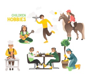 Hobbies of children and teenagers, happy childhood.