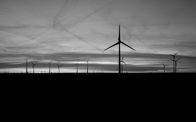 Stoessen / Germany: Windfarm at dusk