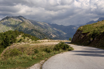 Rural road in the mountains (region Tzoumerka, Greece, mountains Pindos).