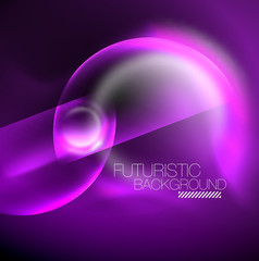 Blurred neon glowing round shapes, abstract circles and lights