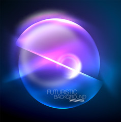 Blue neon bubbles and circles futuristic abstract background
