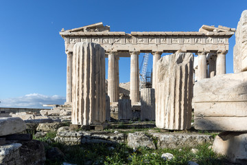 Ancient Building of The Parthenon in the Acropolis of Athens, Attica, Greece