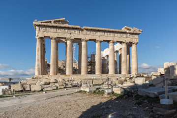 Ancient Building of The Parthenon in the Acropolis of Athens, Attica, Greece