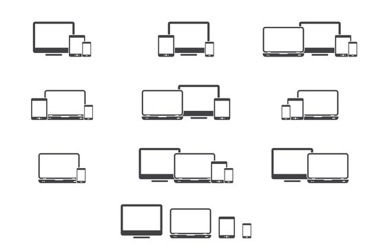 Responsive Digital Devices Icons Set