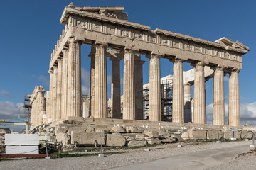 Ancient Building of The Parthenon in the Acropolis of Athens, Attica, Greece