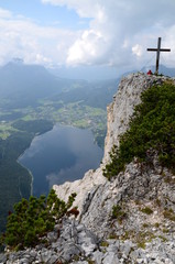 Naklejka premium View of Lake Altaussee from Mount Trisselwand