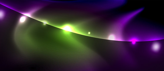 Glossy glowing neon light wave background