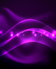 Glossy glowing neon light wave background