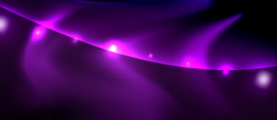 Glossy glowing neon light wave background