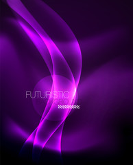 Glossy glowing neon light wave background