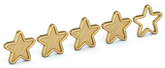 Voting concept rating FOUR golden stars 3D