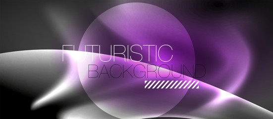 Glossy glowing neon light wave background