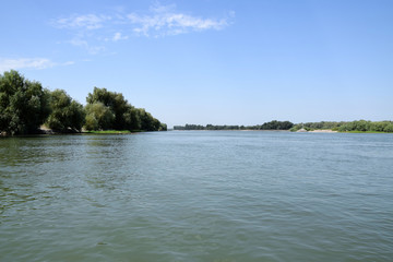 Landscape of Danube Delta. Danube - Sulina Branch. Sulina distributary channel. Romania.