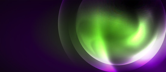Shiny neon color light with circles abstract background