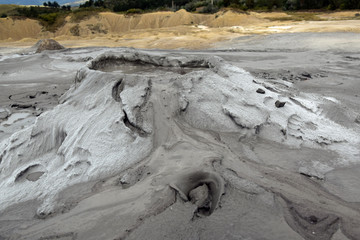 Erupting Mud Volcanoes (Vulcanii Noroiosi) in Berca. Buzau, Romania.