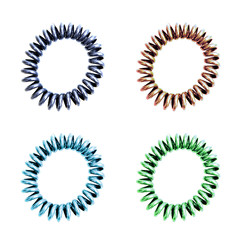 Colourful plastic hair elastics set of four