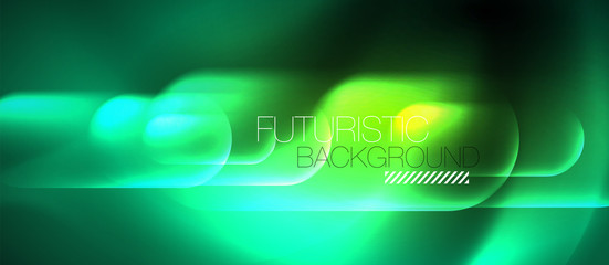 Neon glowing techno lines, blue hi-tech futuristic abstract background template