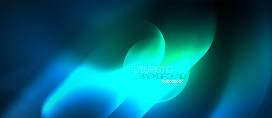 Blue neon round shapes techno background