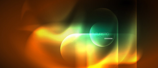 Neon glowing techno lines, hi-tech futuristic abstract background template