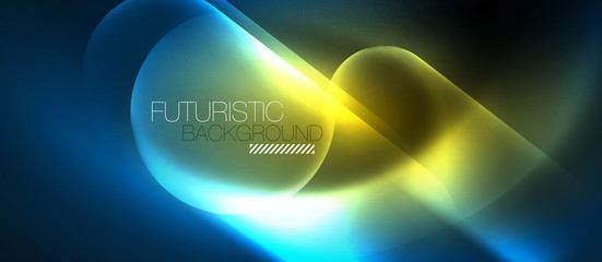Blue neon round shapes techno background