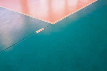 rubber flooring in the gym Empty professional volleyball court.