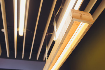 Long decorative lamps in the loft style. Toned.