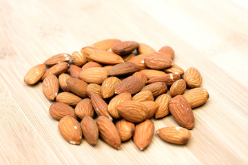 Almonds on wood