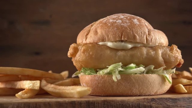 Fish Burger with Iceberg Lettuce and Tartar Sauce
