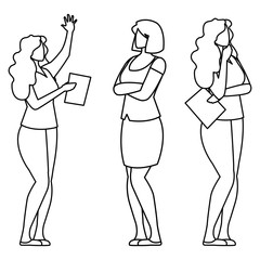 elegant businesswomen avatars characters