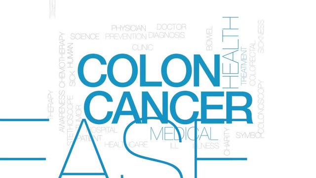 Colon cancer animated word cloud. Kinetic typography.