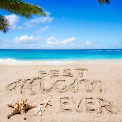 Happy Mother's day lettering background on the beach