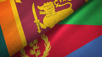 Sri Lanka and Eritrea two flags textile cloth, fabric texture