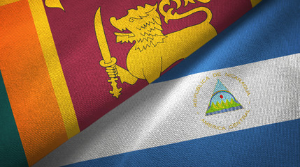 Sri Lanka and Nicaragua two flags textile cloth, fabric texture