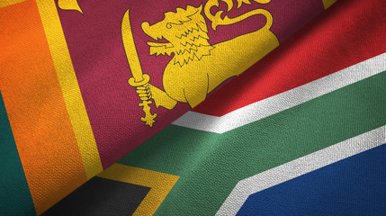 Sri Lanka and South Africa two flags textile cloth, fabric texture © Aleks Taurus