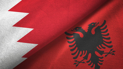 Bahrain and Albania two flags textile cloth, fabric texture 
