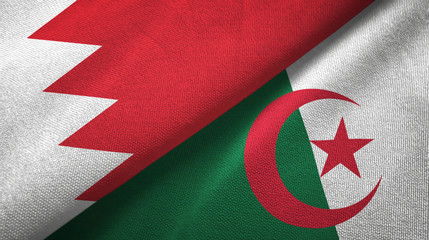 Bahrain and Algeria two flags textile cloth, fabric texture 