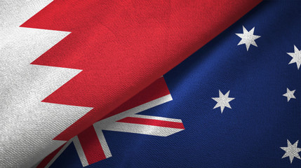 Bahrain and Australia two flags textile cloth, fabric texture 