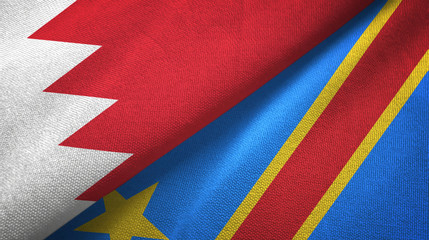 Bahrain and Congo Democratic Republic two flags textile cloth