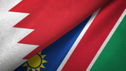 Bahrain and Namibia two flags textile cloth, fabric texture