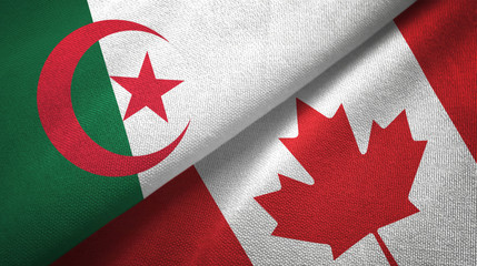 Algeria and Canada two flags textile cloth, fabric texture 