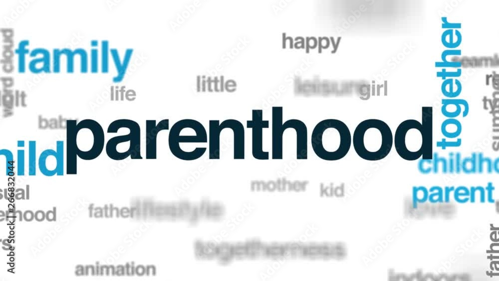 Wall mural parenthood animated word cloud. kinetic typography.