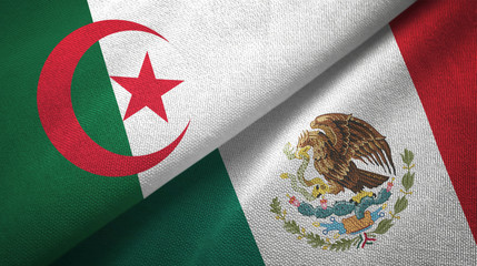 Algeria and Mexico two flags textile cloth, fabric texture