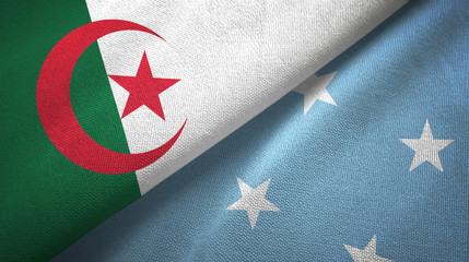 Algeria and Micronesia two flags textile cloth, fabric texture