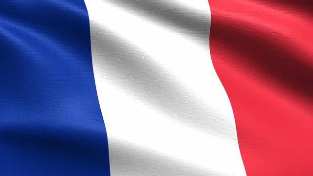 Realistic flag of France, Seamless looping with highly detailed fabric texture, 4k resolution