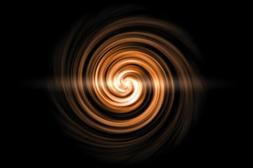 Glowing spiral tunnel with light orange cloud on black background