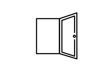 Vector. Icon illustration isolated. Opened door. Element of the interior. Symbol of freedom.