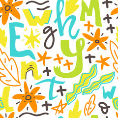 Obraz na płótnie Canvas Seamless pattern with different color letters in chaotic manner