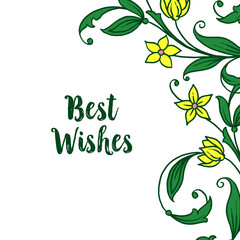 Vector illustration letter best wishes for beauty yellow flower frame
